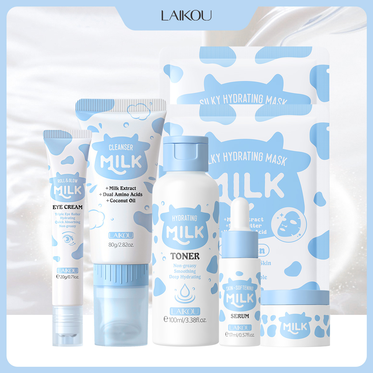 LAIKOU 6Pcs Milk Hydrating Ski - Skincare Glowing review and price